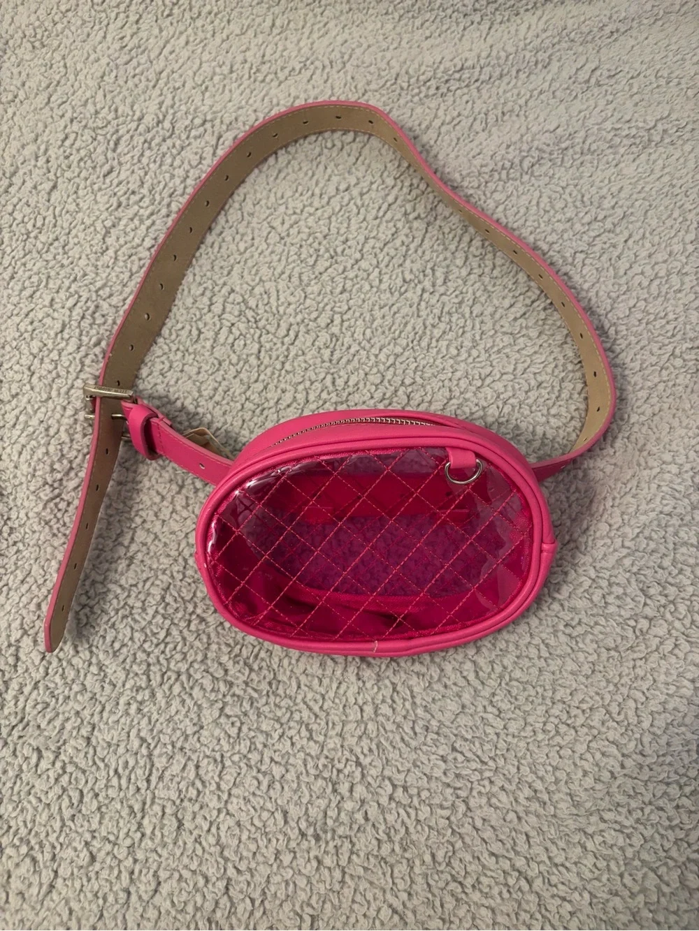 Steve Madden Hot Pink Quilted Crossbody Belt Bag